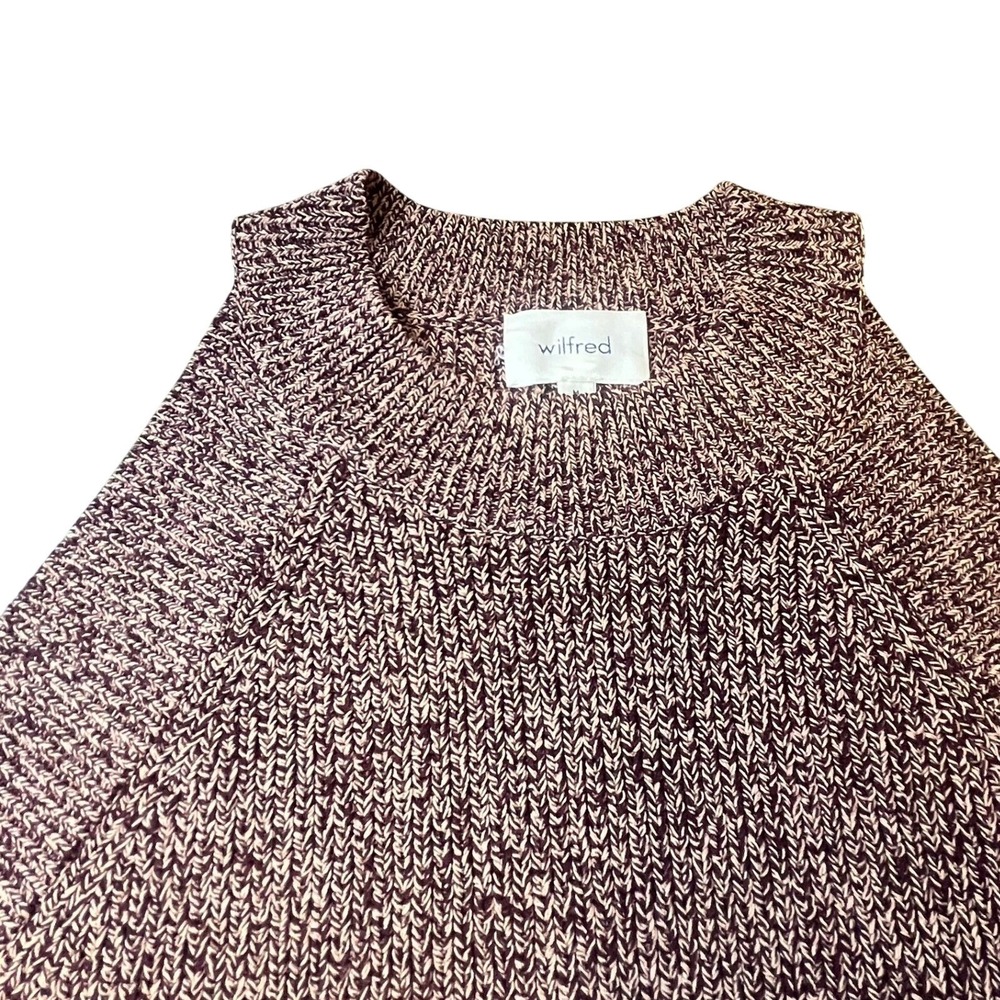 Wilfred Aritzia Sleeveless Knit Sweater Top Medium Burgundy Marled Rayon Blend
